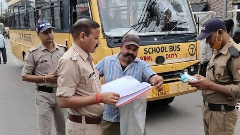 haldwani school bus checking