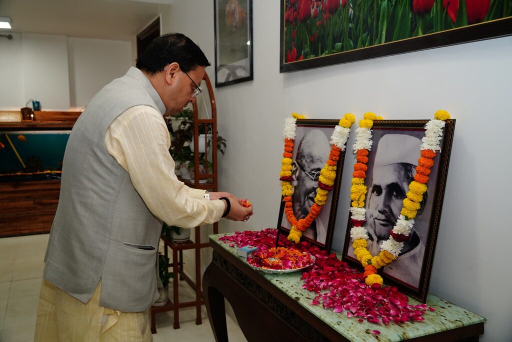 CM Pushkar Singh Dhami pays tribute to Mahatma Gandhi and Lal Bahadur Shastri on their birth anniversary