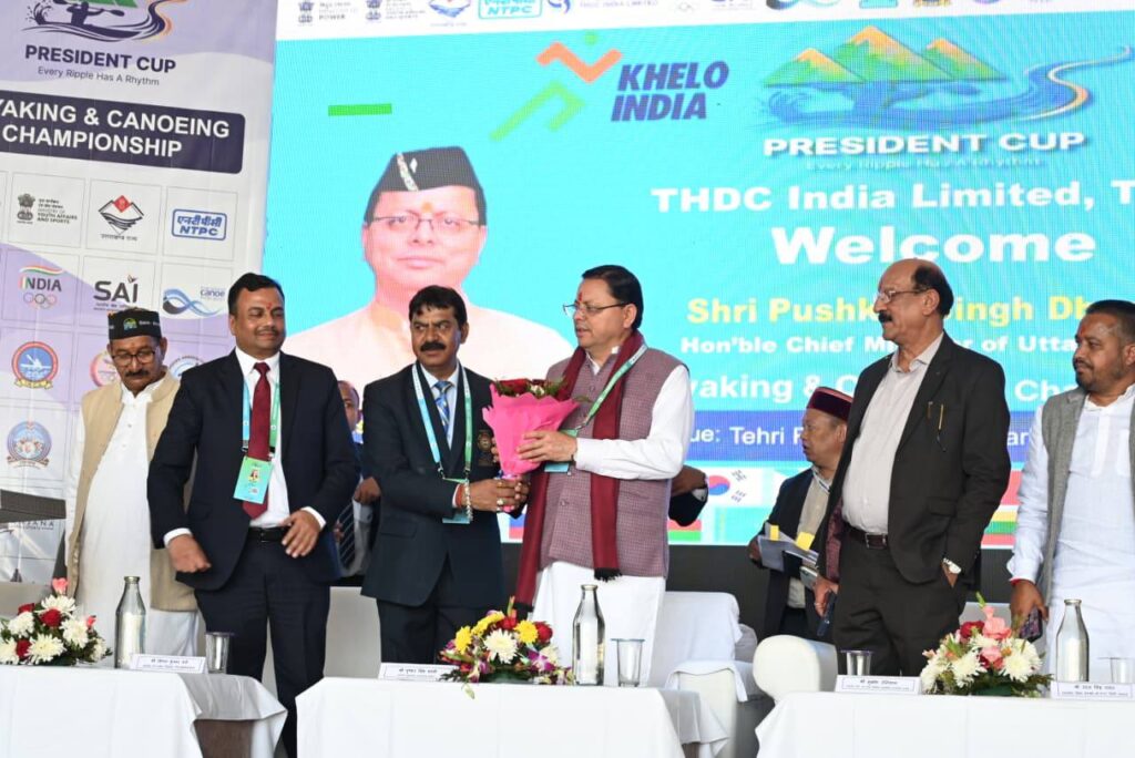 CM Pushkar Singh Dhami at Tehri Lake International President Cup 2025 Water Sports Closing Ceremony