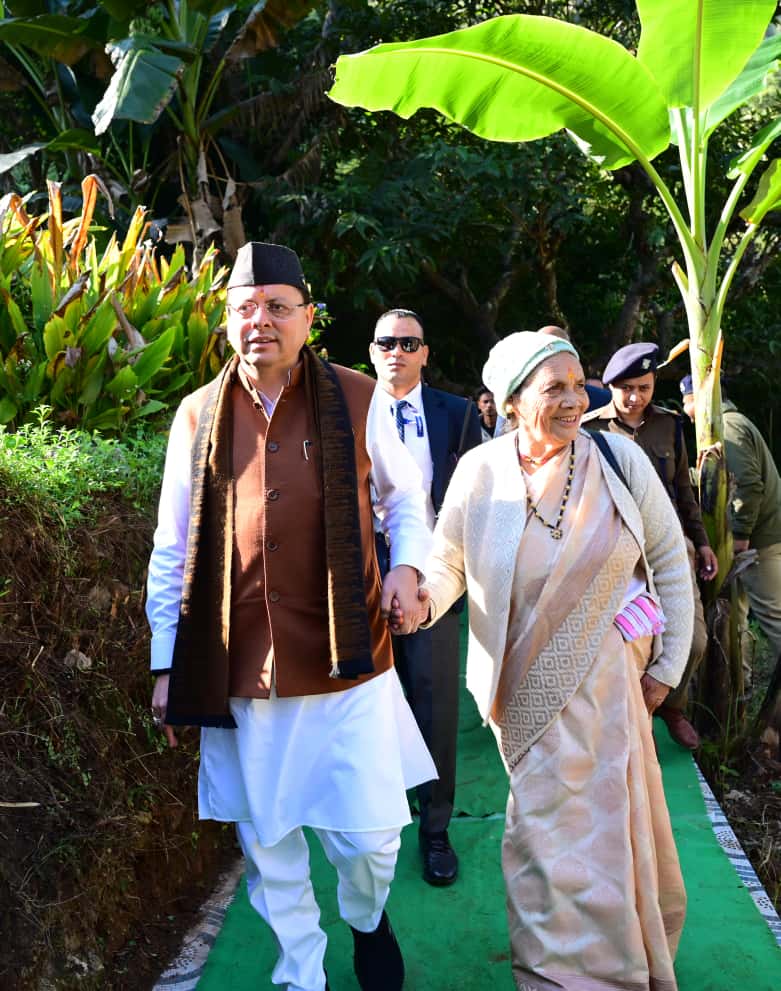 CM Pushkar Singh Dhami visiting ancestral village Tundi-Barmaun with mother in Pithoragarh