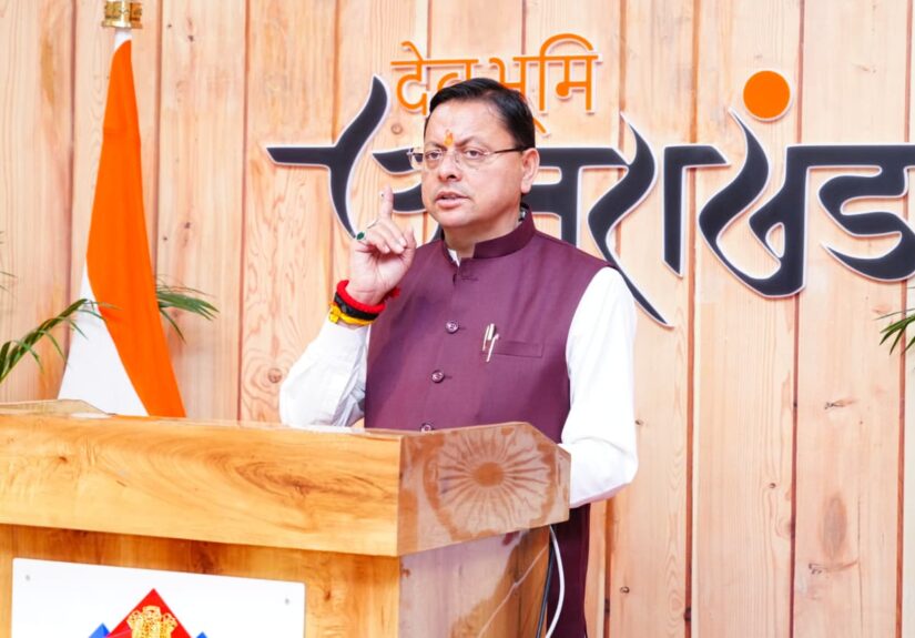 देवीधुरा वाराही धाम मंदिर के नव-निर्माण शिलान्यास कार्यक्रम को वर्चुअल माध्यम से संबोधित करते मुख्यमंत्री पुष्कर सिंह धामी