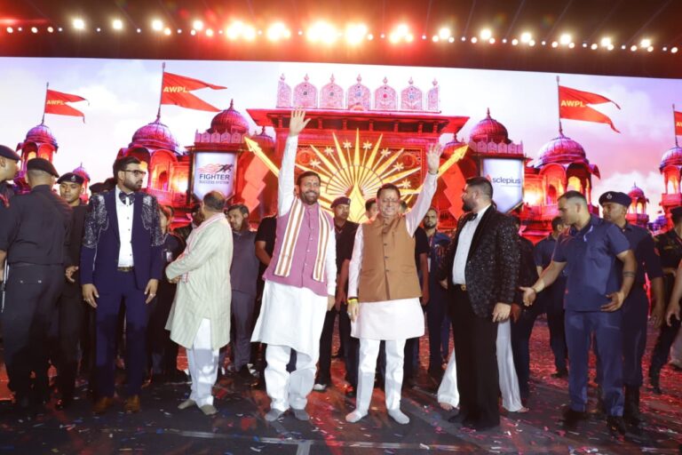 गुरुग्राम में AWPL विजय पर्व कार्यक्रम को संबोधित करते मुख्यमंत्री पुष्कर सिंह धामी