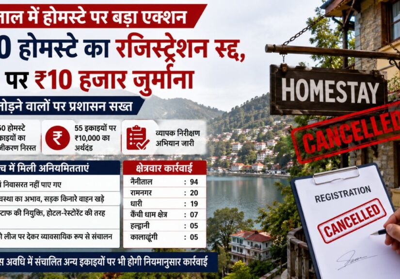 नैनीताल में होमस्टे नियम उल्लंघन पर प्रशासन की बड़ी कार्रवाई