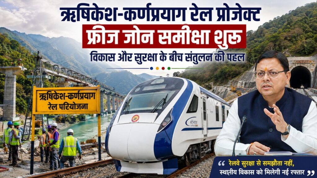 ऋषिकेश-कर्णप्रयाग रेल परियोजना के निर्माण कार्य और रेलवे फ्रीज जोन समीक्षा पर उत्तराखंड सरकार की बैठक