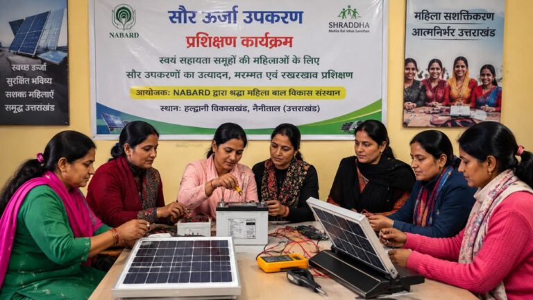 हल्द्वानी में सौर ऊर्जा उपकरणों का प्रशिक्षण लेतीं स्वयं सहायता समूह की महिलाएं