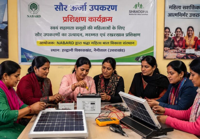 हल्द्वानी में सौर ऊर्जा उपकरणों का प्रशिक्षण लेतीं स्वयं सहायता समूह की महिलाएं